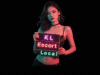 Woman holding sign: KL Escort Local