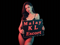 Woman holding sign: Malay KL Escort